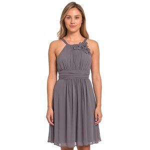 Watters & Watters fit and flare chiffon gray  bridesmaids cocktail wedding dress